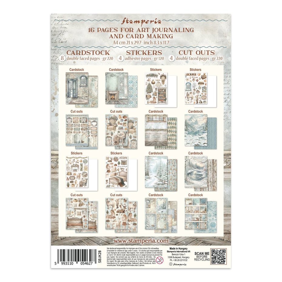 White Christmas Junk Journal Stickers, Backgrounds, Cut-Outs by Cristina Radovan (SBJK28)