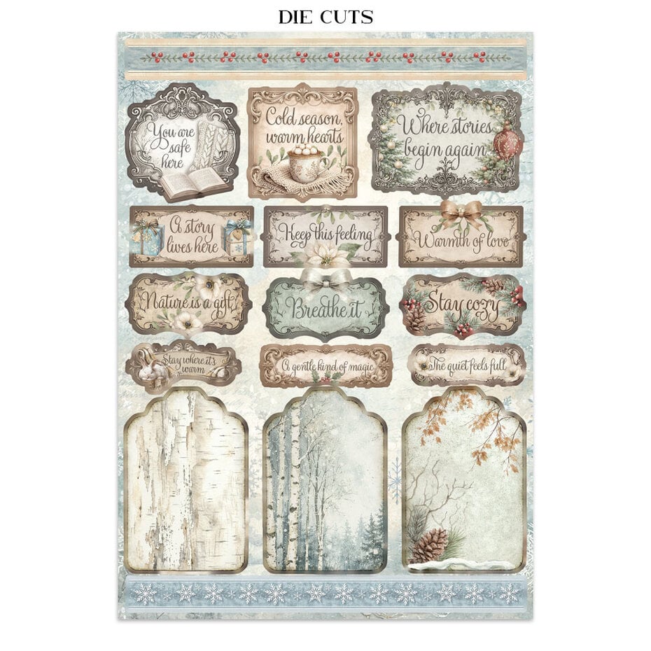 White Christmas Junk Journal Stickers, Backgrounds, Cut-Outs by Cristina Radovan (SBJK28)