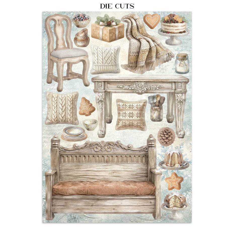 White Christmas Junk Journal Stickers, Backgrounds, Cut-Outs by Cristina Radovan (SBJK28)
