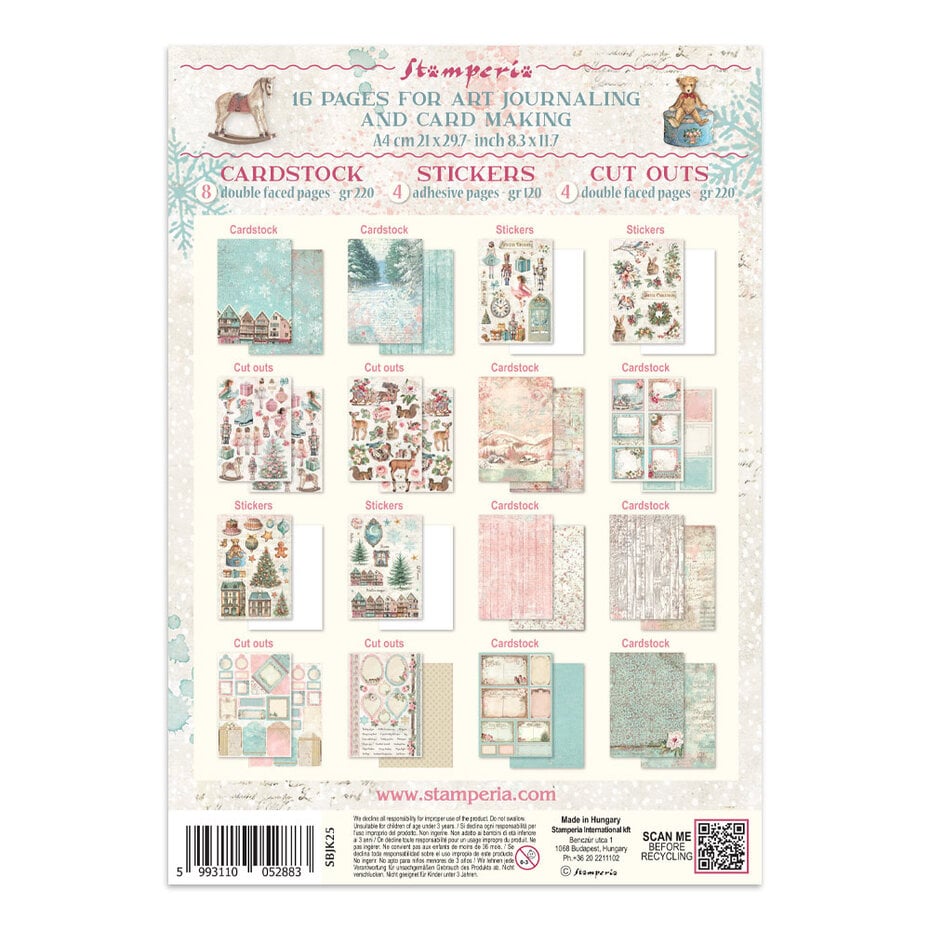 NHYHET! Stamperia - Winter Magic Junk Journal Stickers, Backgrounds, Cut-Outs (SBJK25)