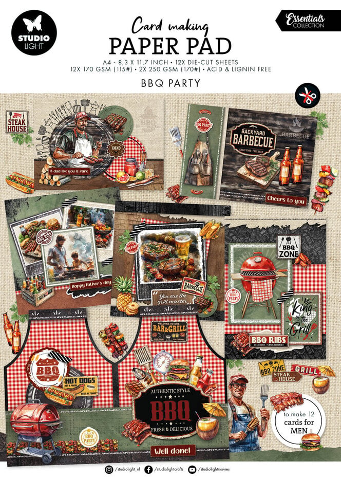 StudioLight - BBQ Party A4 Essentials Card Making Paper Pad (SL-ES-CMP27)