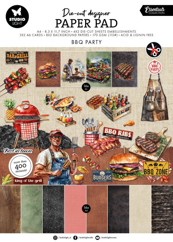 StudioLight - BBQ Party A4 Essentials Die-Cut Paper Pad (SL-ES-DCPP437)