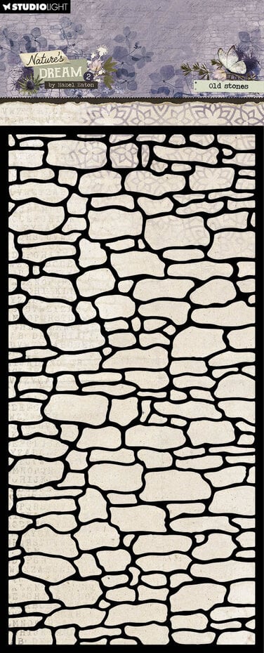 Studio Light Nature's dream 2 mask Old stones - stensil: gamle steiner/ gammel steinmur/ steingjerde/ steinvegg  m.m.