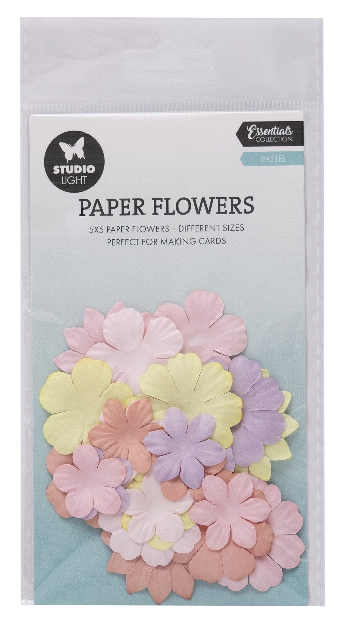 Studio Light Pastel Essentials paper flowers- 25 stk pastell papirblomster