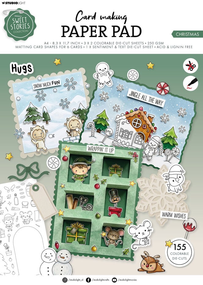 NYHET! StudioLight - Sweet Stories A4 Card Making Pad Christmas (SL-SS-CMP44)