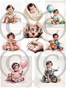 NYHET!! Papirdesign motivark - Babyjente og babygutt -pd1455
