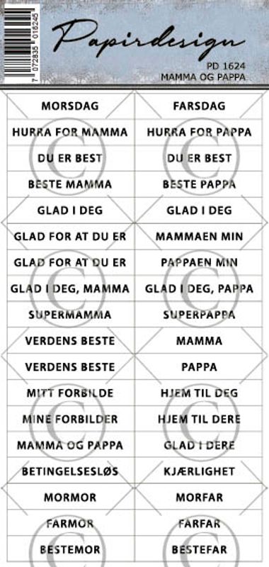 NYHET! - Papirdesign klistremerker - Morsdag og farsdag