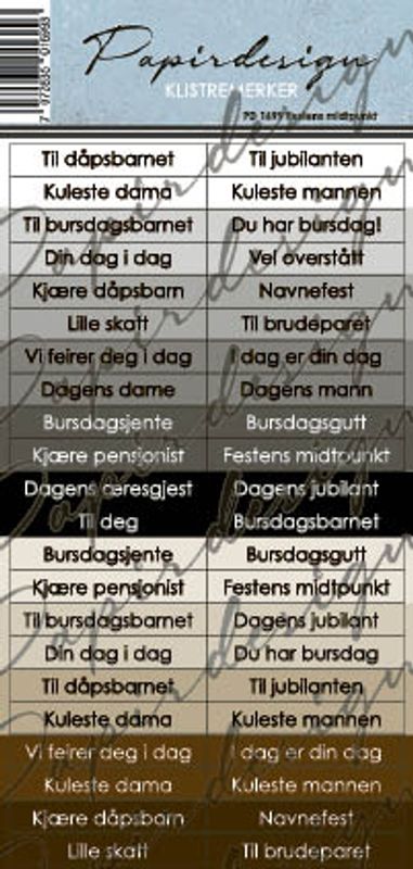 NYHET! - Papirdesign klistremerker - Festens midtpunkt