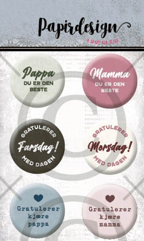 NYHET! - Papirdesign Buttons- Mamma og pappa
