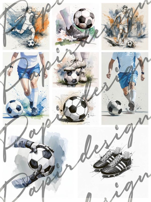 FORHÅNDSBESTILL NÅ! NYHET! Papirdesign  -  motivark / klippeark A4 - PD 1728 Fotball 2
