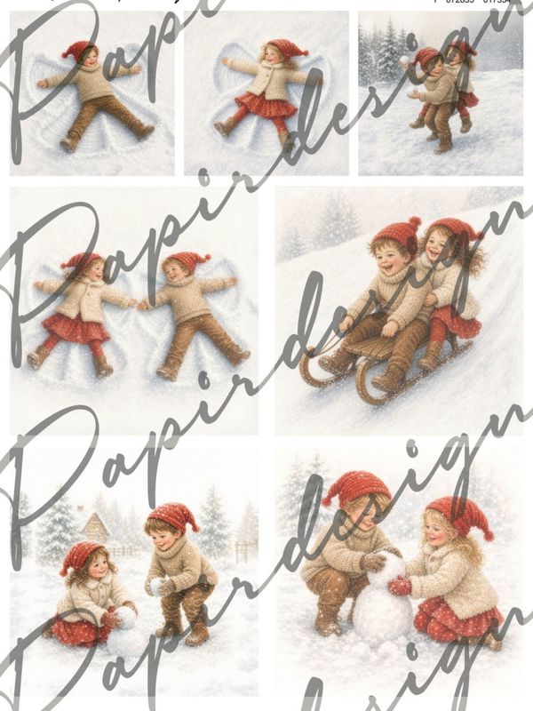 FORHÅNDSBESTILL NÅ! NYHET! Papirdesign  -  motivark / klippeark A4 - Nissebarn 3