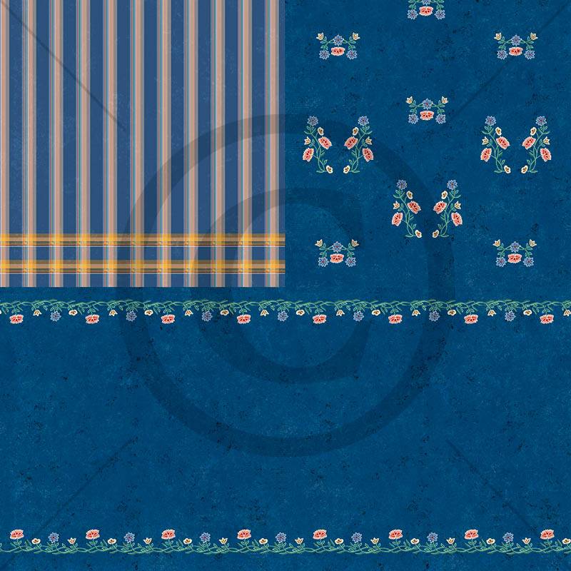 Papirdesign Mønsterark 12´x12´ - Nordlandsbunad, blå - pd1900013