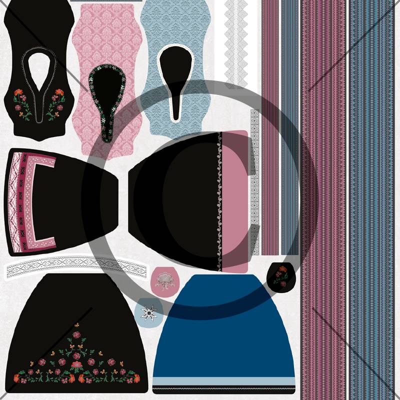 Papirdesign Mønsterark 12´x12´ - Fantasibunad klippark PD2200857