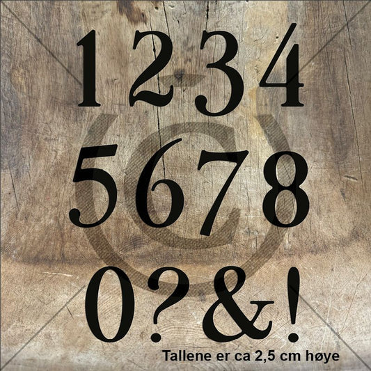 Papirdesign - dies tall 5 - sett med talldies 0-9 samt tegn
