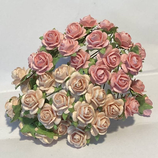 Papirdesign blomst roser Ø12mm  lys varm rosa 50 stk