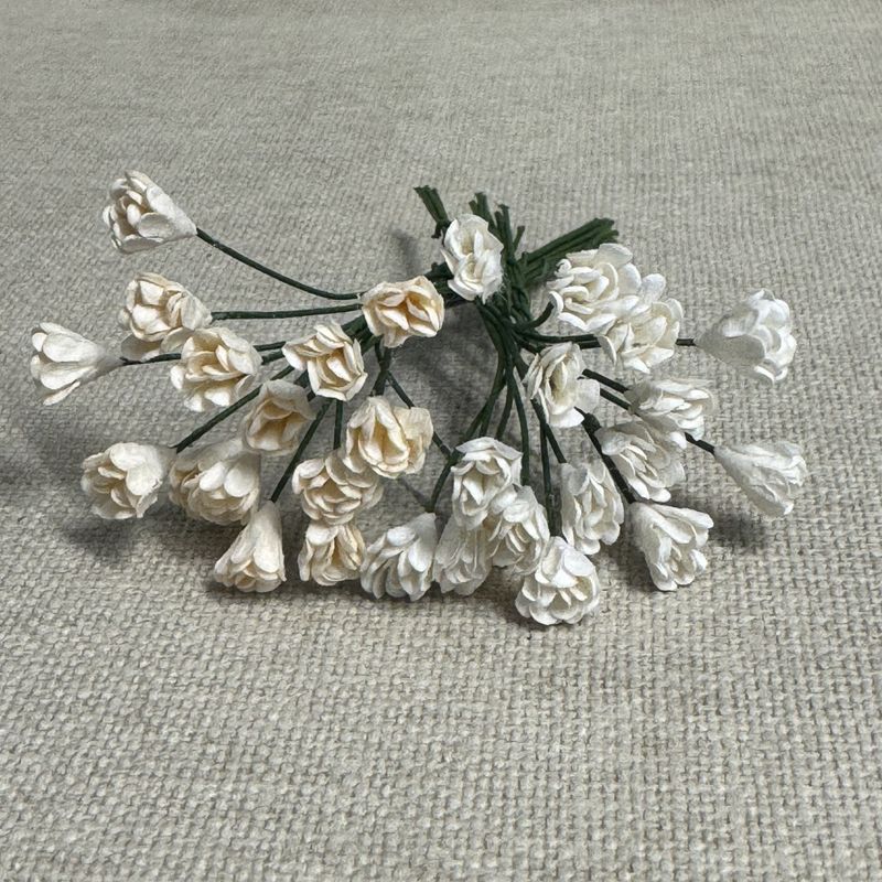 NYHET! Papirdesign - Miniblomster - Rufseknopper   Hvit og Beige