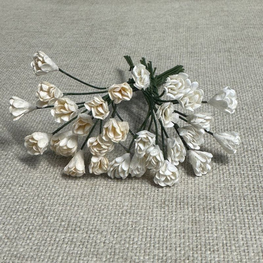 NYHET! Papirdesign - Miniblomster - Rufseknopper Hvit og Beige