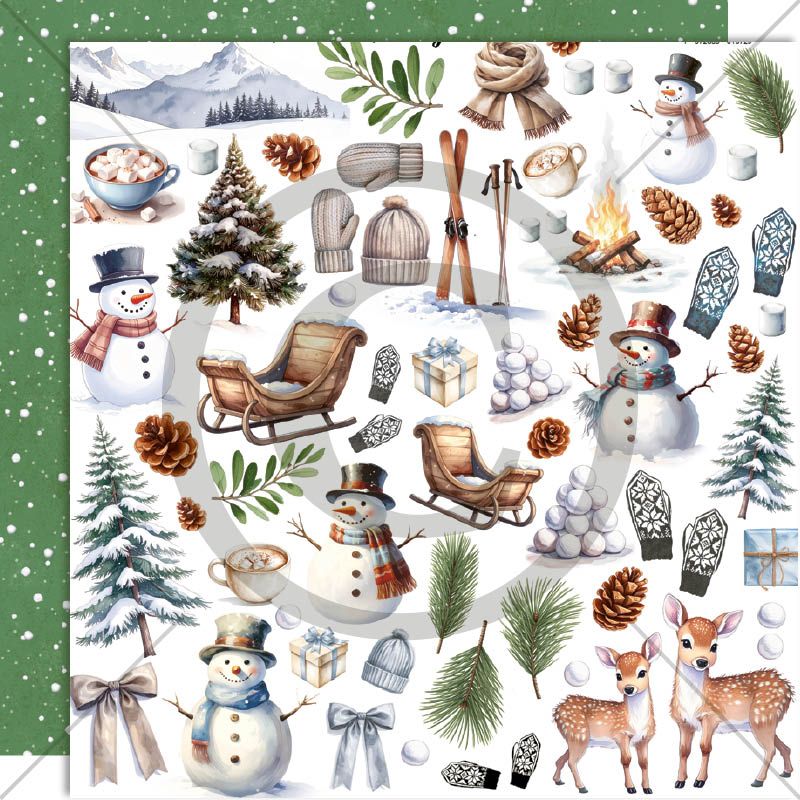 NYHET! Papirdesign Mønsterark 12´x12´ - Vinterglede - Vinterklipp -  PD1572