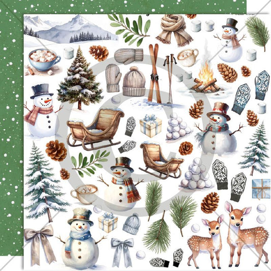 NYHET! Papirdesign Mønsterark 12´x12´ - Vinterglede - Vinterklipp -  PD1572