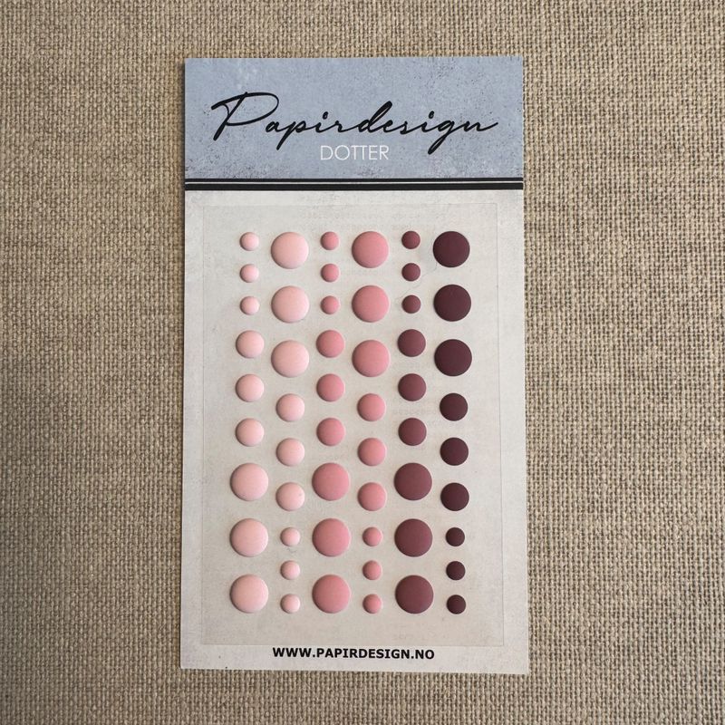 NYHET! - Papirdesign matte selvklebende dotter/ dots/ halvperler - Rosa