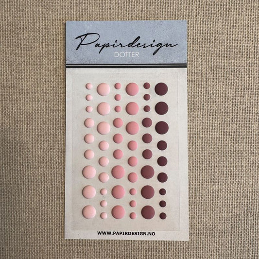 NYHET! - Papirdesign matte selvklebende dotter/ dots/ halvperler - Rosa
