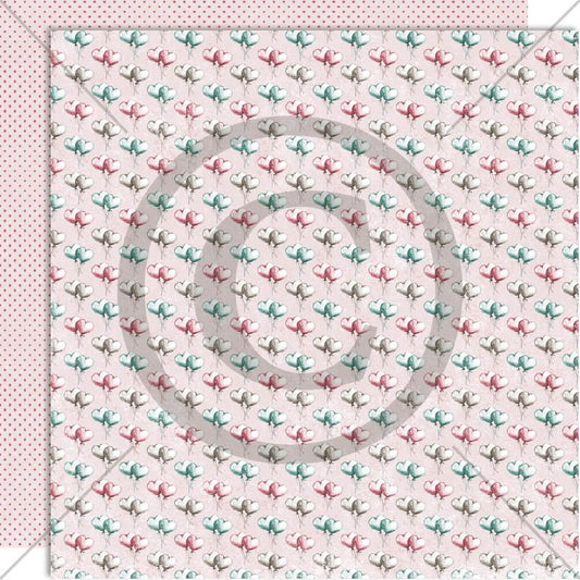 NYHET! Papirdesign Mønsterark 12´x12´ - Fremtidsdrøm - Hjerteballonger -  PD1614