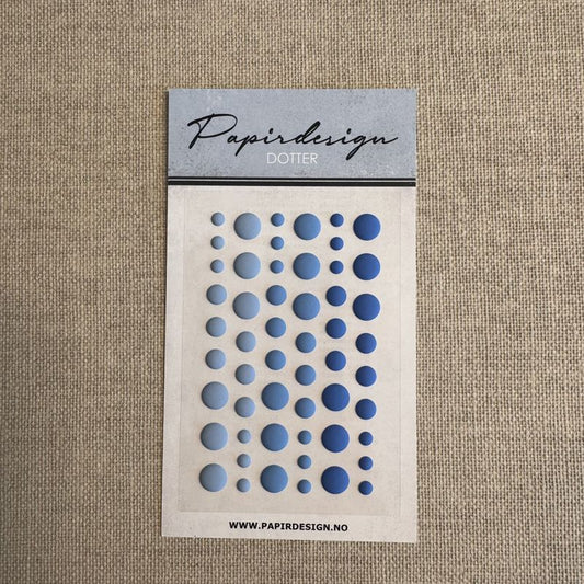 NYHET! - Papirdesign matte selvklebende dotter/ dots/ halvperler - blå