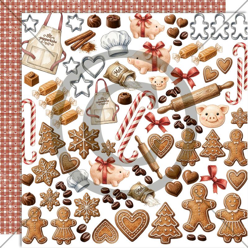 FORHÅNDSBESTILL NÅ! NYHET! Papirdesign  - mønsterark 12x12 - Juleminner - Godisklipp