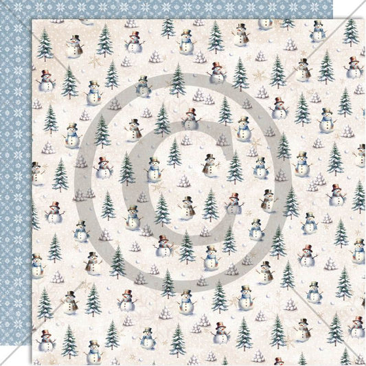 Papirdesign Mønsterark 12´x12´ - Vinterglede - Snømenn  -  PD1571