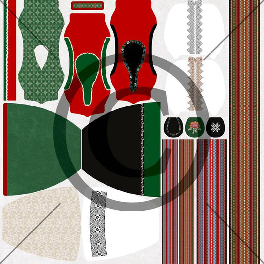 Papirdesign Mønsterark 12´x12´ - Fantasibunad klippark PD2200857