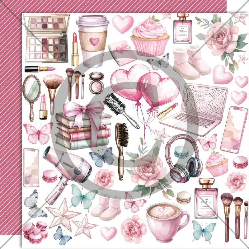 NYHET! Papirdesign Mønsterark 12´x12´ - Fremtidsdrøm - Klippark sminke og dill -  PD1615