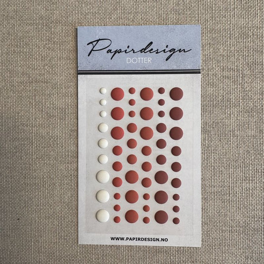 NYHET! - Papirdesign matte selvklebende dotter/ dots/ halvperler - Vintage rød
