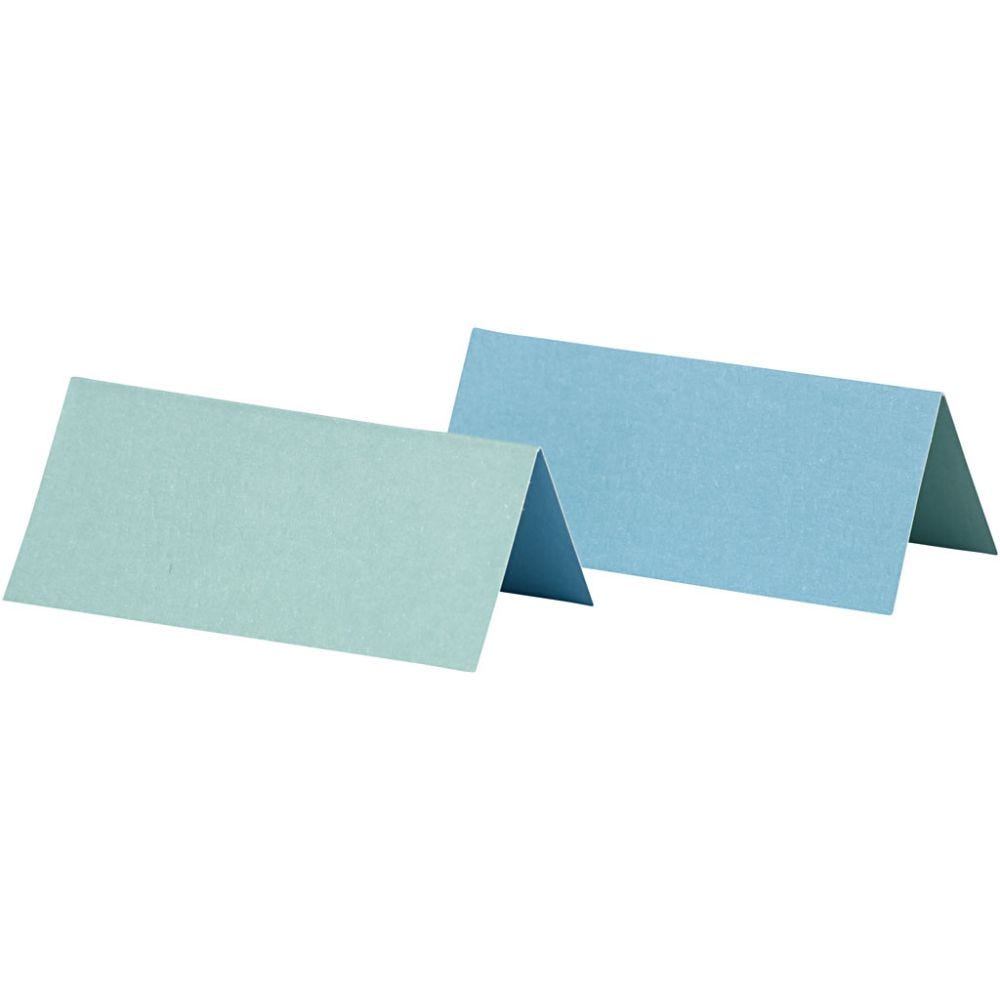 25 stk bordkort turkis med dobbeltsidig mønster 9x4cm
