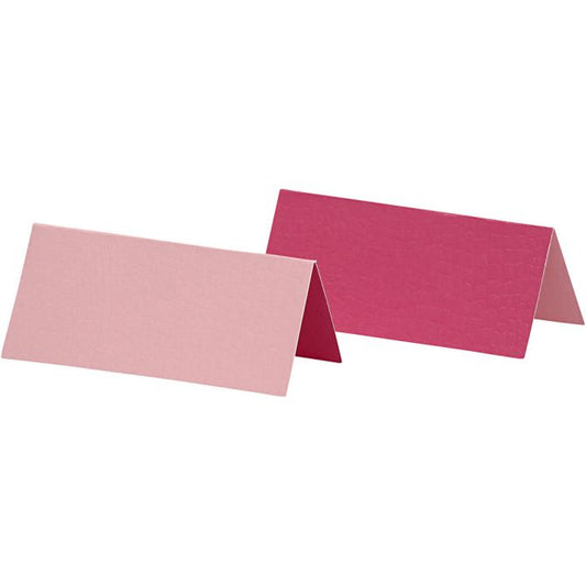 25 stk bordkort lys rosa med dobbeltsidig mønster 9x4cm