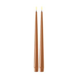 LED Dinner Candle - 2 stk LED shiny dinner lys. Ø2x H28 cm. Caramel/ karamellbrune.