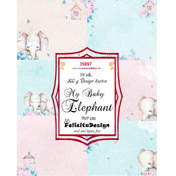Toppers - motiv - My baby elephant 18 stk, 9x9cm