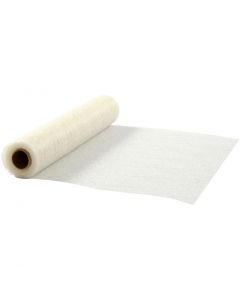 Bordløper av imitert stoff  0,35 x 10m  creme - kremhvit
