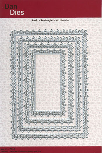Dan Dies - rektangler med blondekant og "søm"-dekor.