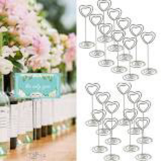 Bordkort holder hjerte sølvfarget  / placecard holder Loving heart