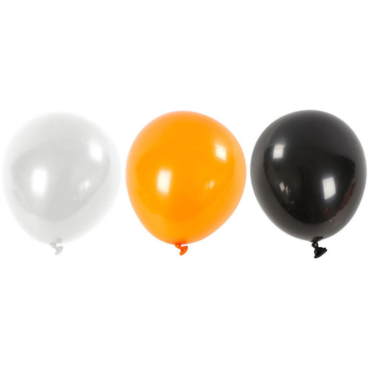 Latexballonger mix: orange, svarte, hvite Ø 23cm