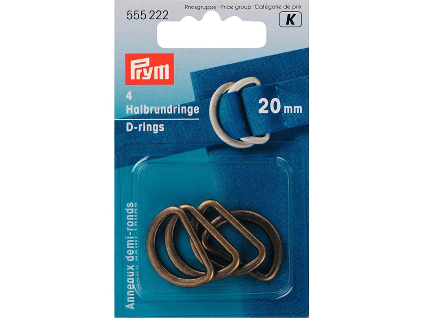 Prym D-ring 20mm 4stk – brun