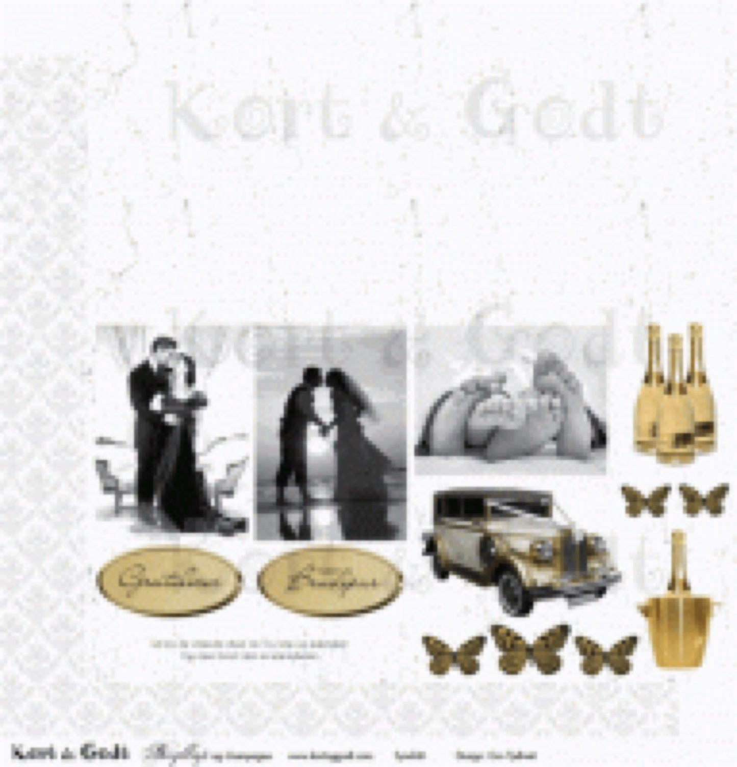 Kort & Godt - bryllup og champagne  - mønsterark 12x12 utklippsark