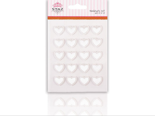 Staz blondehjerter m/lim- hvit