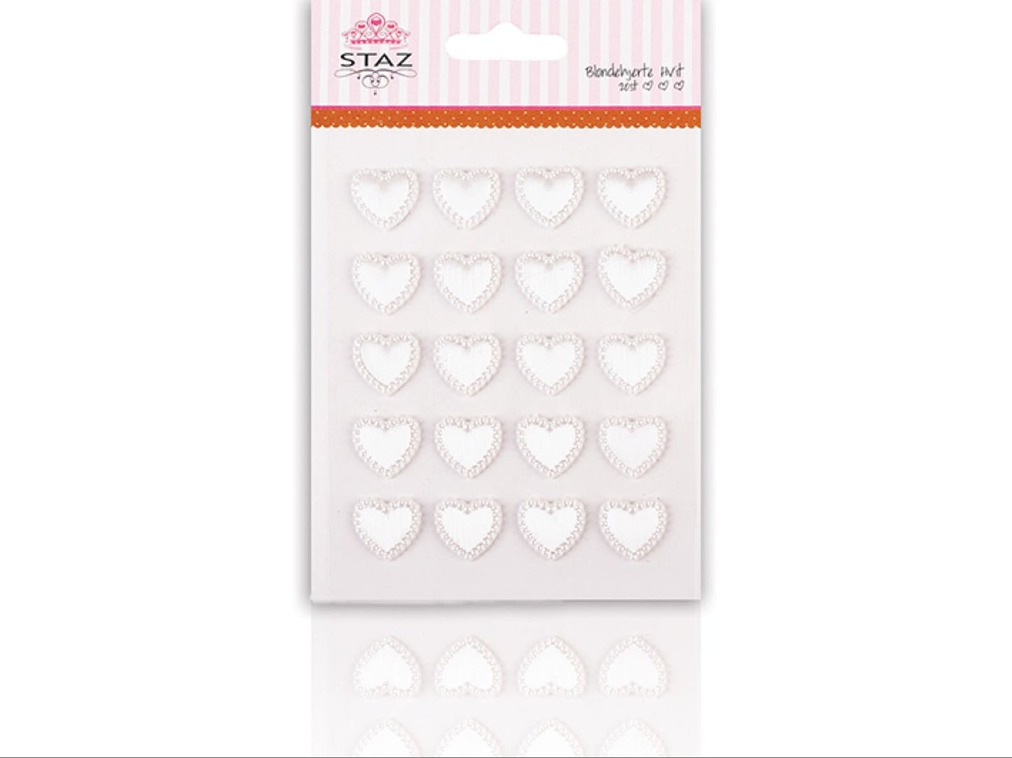 Staz blondehjerter m/lim- hvit