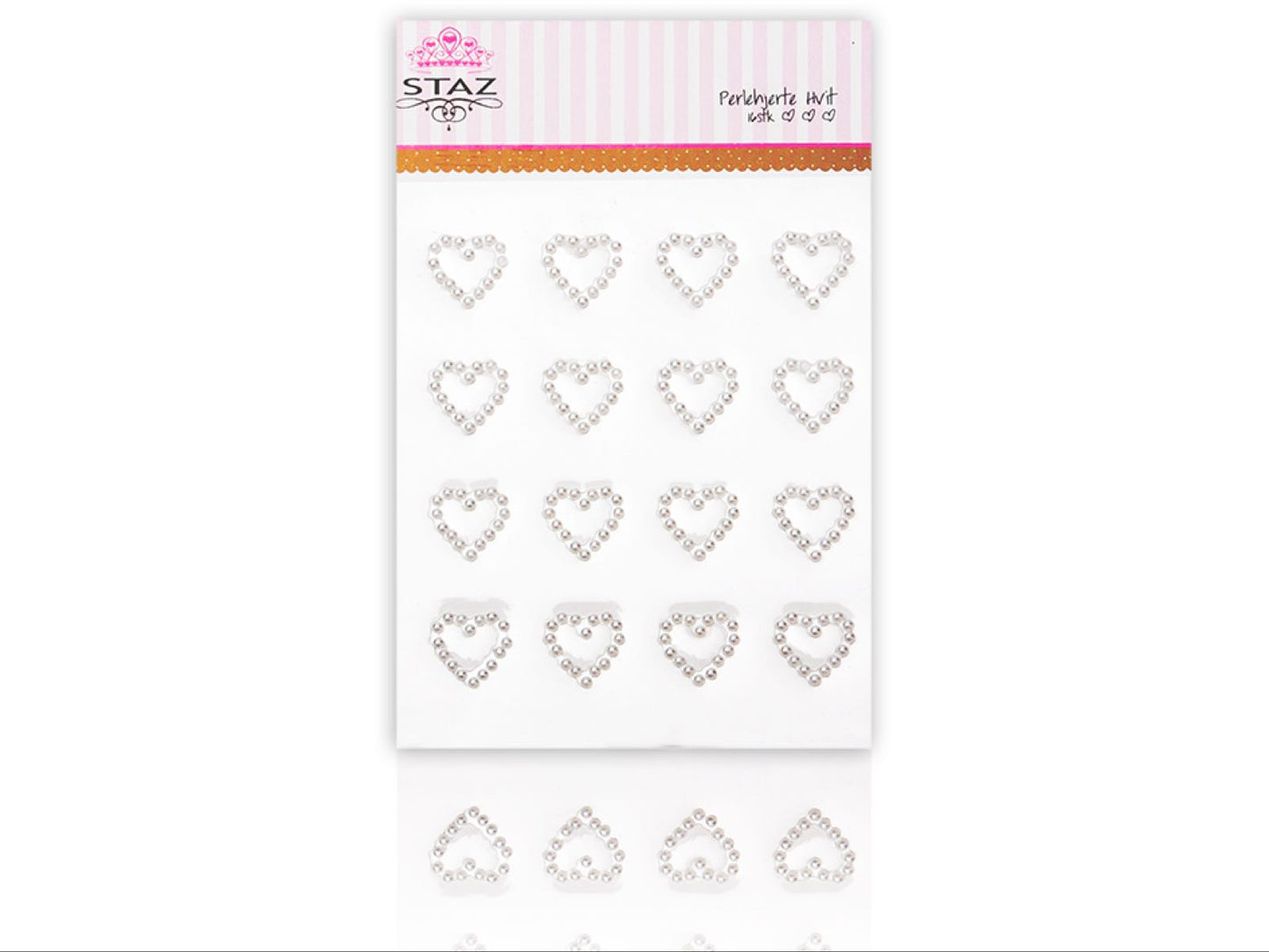 Staz perlehjerte m/lim - hvit