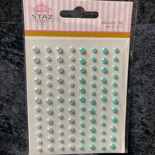 Staz / Bling Halvperler m/lim – Blå – 96 stk