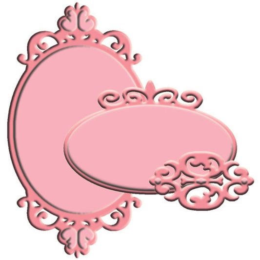 LDRS CREATIVE 3 die set. Oval dies med dekor