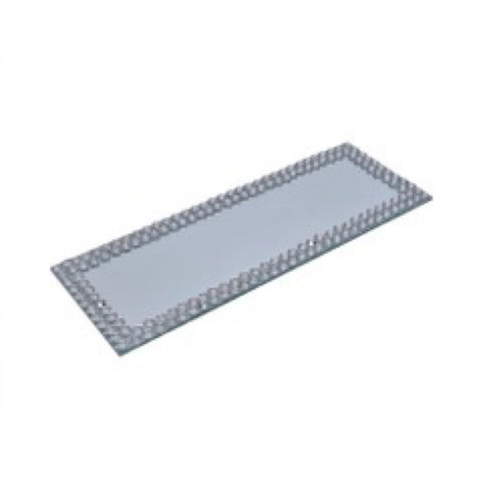 rektangulært Speilfat med bling kant  28,2x10cm