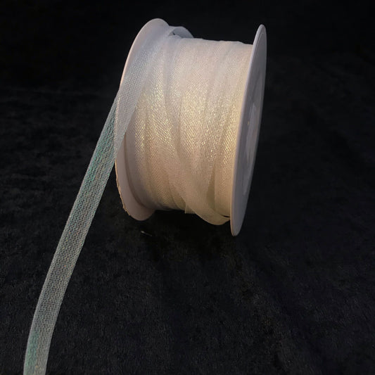 Bånd transparent 6mm hvit med Shimmer