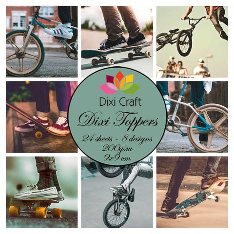 Toppers - motivark - Sykling/ skateboard, 24 ark, 9X9 cm